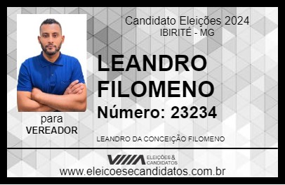 Candidato LEANDRO FILOMENO 2024 - IBIRITÉ - Eleições