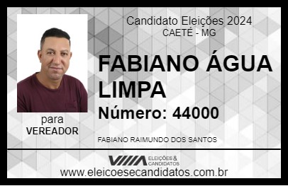 Candidato FABIANO ÁGUA LIMPA 2024 - CAETÉ - Eleições