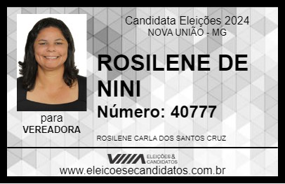 Candidato ROSILENE DE NINI 2024 - NOVA UNIÃO - Eleições