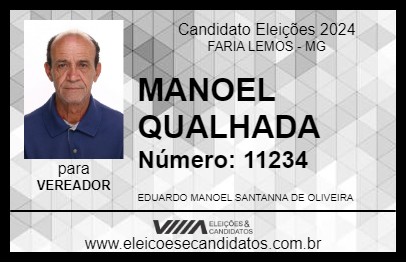 Candidato MANOEL QUALHADA 2024 - FARIA LEMOS - Eleições