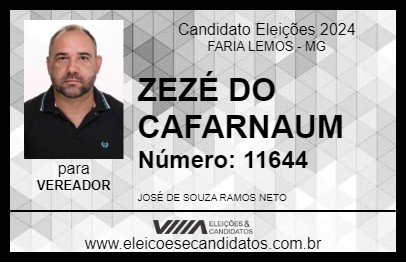 Candidato ZEZÉ DO CAFARNAUM 2024 - FARIA LEMOS - Eleições