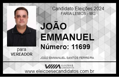 Candidato JOÃO EMMANUEL 2024 - FARIA LEMOS - Eleições