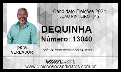 Candidato DEQUINHA 2024 - JOÃO PINHEIRO - Eleições