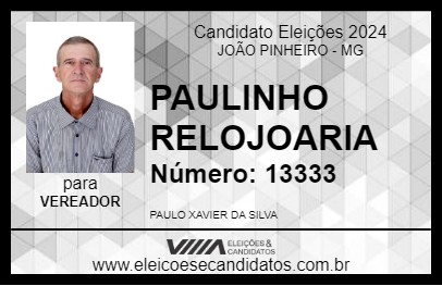 Candidato PAULINHO RELOJOARIA 2024 - JOÃO PINHEIRO - Eleições