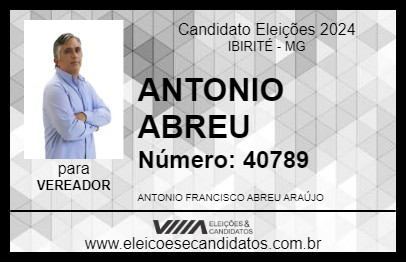 Candidato ANTONIO ABREU 2024 - IBIRITÉ - Eleições