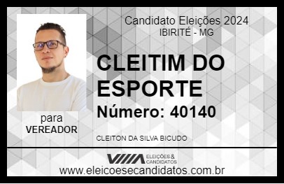 Candidato CLEITIM DO ESPORTE 2024 - IBIRITÉ - Eleições