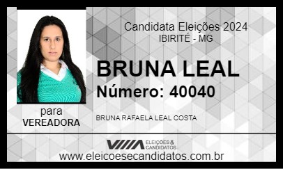 Candidato BRUNA LEAL 2024 - IBIRITÉ - Eleições