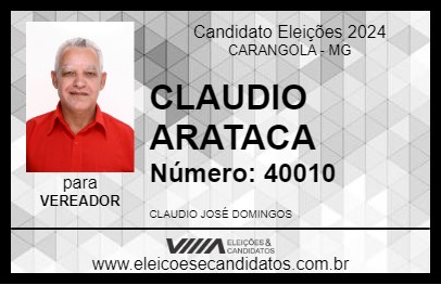 Candidato CLAUDIO ARATACA 2024 - CARANGOLA - Eleições