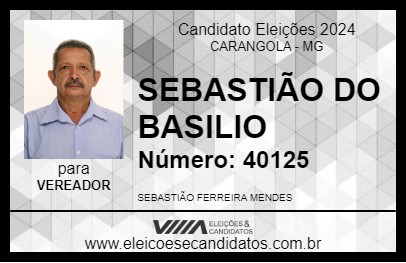 Candidato SEBASTIÃO DO BASILIO 2024 - CARANGOLA - Eleições