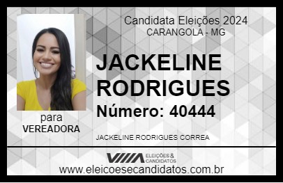 Candidato JACKELINE RODRIGUES 2024 - CARANGOLA - Eleições