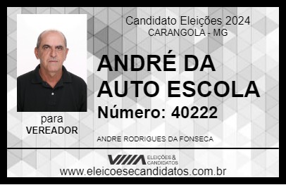 Candidato ANDRÉ DA AUTO ESCOLA 2024 - CARANGOLA - Eleições