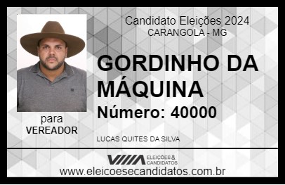 Candidato GORDINHO DA MÁQUINA 2024 - CARANGOLA - Eleições