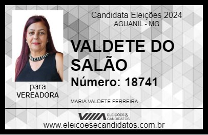 Candidato VALDETE DO SALÃO 2024 - AGUANIL - Eleições