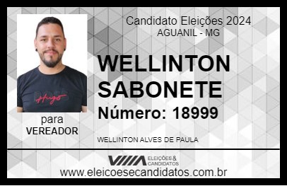 Candidato WELLINTON SABONETE 2024 - AGUANIL - Eleições