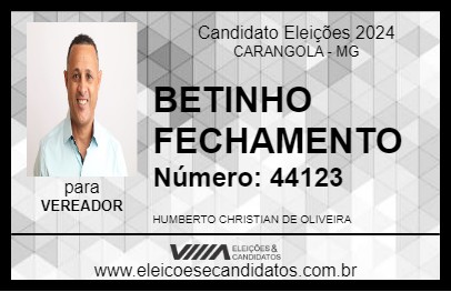 Candidato BETINHO FECHAMENTO 2024 - CARANGOLA - Eleições