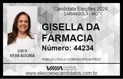 Candidato GISELLA DA FÁRMACIA 2024 - CARANGOLA - Eleições