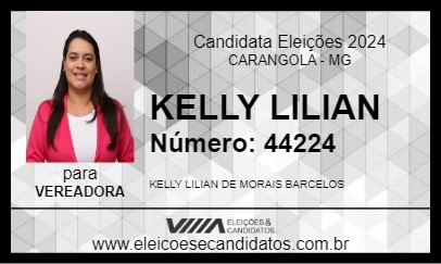 Candidato KELLY LILIAN 2024 - CARANGOLA - Eleições