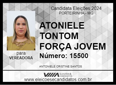 Candidato ATONIELE TONTOM FORÇA JOVEM 2024 - PORTEIRINHA - Eleições