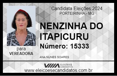 Candidato NENZINHA DO ITAPICURU 2024 - PORTEIRINHA - Eleições