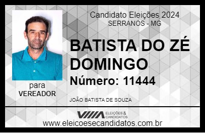 Candidato BATISTA DO ZÉ DOMINGO 2024 - SERRANOS - Eleições