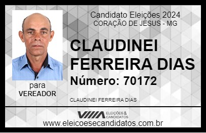 Candidato CLÁUDIO DO ALTEROSA 2024 - CORAÇÃO DE JESUS - Eleições