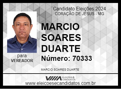 Candidato MARCIO SOARES DUARTE 2024 - CORAÇÃO DE JESUS - Eleições