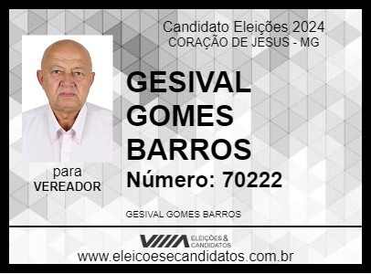 Candidato GESIVAL GOMES 2024 - CORAÇÃO DE JESUS - Eleições