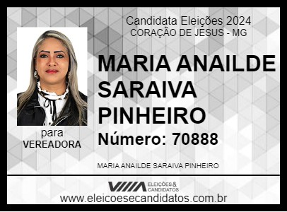 Candidato ANAILDE SARAIVA 2024 - CORAÇÃO DE JESUS - Eleições