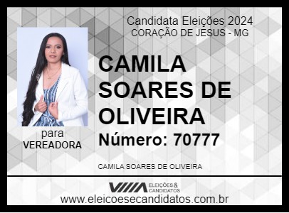 Candidato CAMILA DE FIRMATO 2024 - CORAÇÃO DE JESUS - Eleições