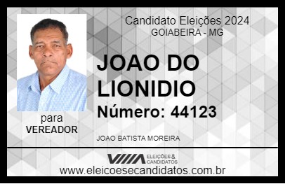 Candidato JOAO DO LIONIDIO 2024 - GOIABEIRA - Eleições