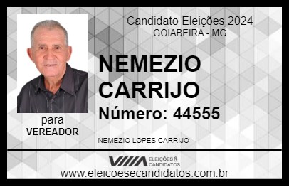 Candidato NEMEZIO CARRIJO 2024 - GOIABEIRA - Eleições