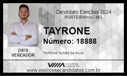 Candidato TAYRONE 2024 - PORTEIRINHA - Eleições