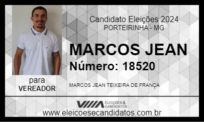 Candidato MARCOS JEAN 2024 - PORTEIRINHA - Eleições