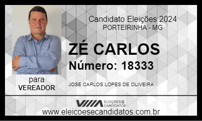 Candidato ZÉ CARLOS 2024 - PORTEIRINHA - Eleições