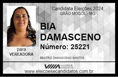 Candidato BIA DAMASCENO 2024 - GRÃO MOGOL - Eleições