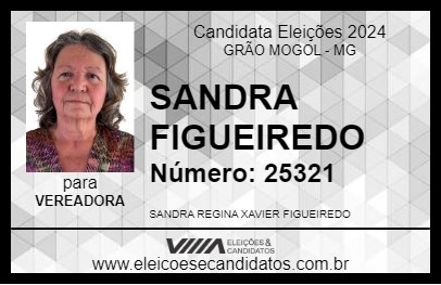 Candidato SANDRA FIGUEIREDO 2024 - GRÃO MOGOL - Eleições