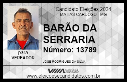 Candidato BARÃO DA SERRARIA 2024 - MATIAS CARDOSO - Eleições