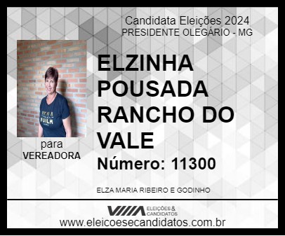 Candidato ELZINHA POUSADA RANCHO DO VALE 2024 - PRESIDENTE OLEGÁRIO - Eleições