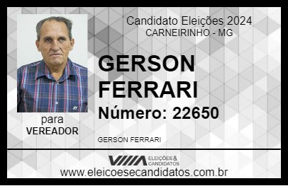 Candidato GERSON FERRARI 2024 - CARNEIRINHO - Eleições