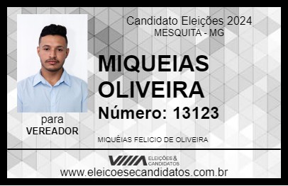 Candidato MIQUEIAS OLIVEIRA 2024 - MESQUITA - Eleições