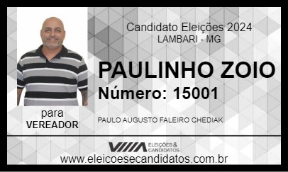 Candidato PAULINHO ZOIO 2024 - LAMBARI - Eleições