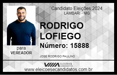 Candidato RODRIGO LOFIEGO 2024 - LAMBARI - Eleições