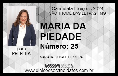 Candidato MARIA DA PIEDADE 2024 - SÃO THOMÉ DAS LETRAS - Eleições