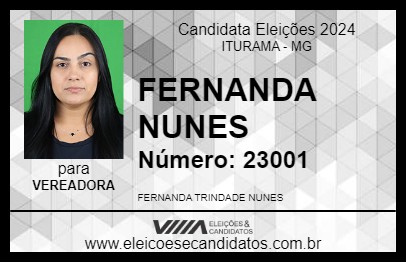 Candidato FERNANDA NUNES 2024 - ITURAMA - Eleições