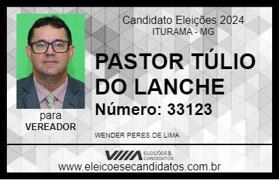 Candidato PASTOR TÚLIO DO LANCHE 2024 - ITURAMA - Eleições