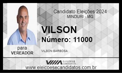 Candidato VILSON 2024 - MINDURI - Eleições