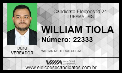 Candidato WILLIAM TIOLA 2024 - ITURAMA - Eleições