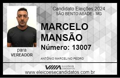 Candidato MARCELO MANSÃO 2024 - SÃO BENTO ABADE - Eleições