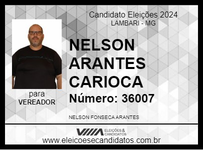 Candidato NELSON ARANTES CARIOCA 2024 - LAMBARI - Eleições