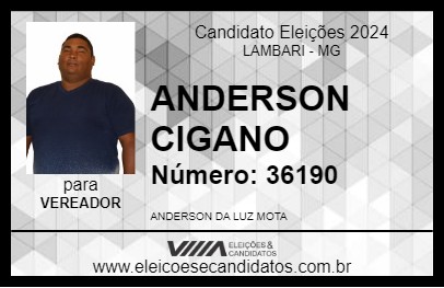 Candidato ANDERSON CIGANO 2024 - LAMBARI - Eleições